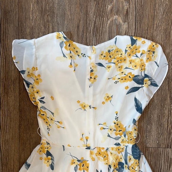 Lulus French Countryside White Yellow Floral Print High-Low Dress Women's Small - Picture 14 of 15